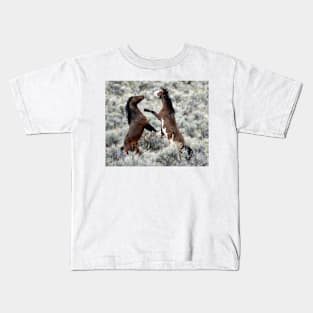 Wild Stallions Fighting Kids T-Shirt